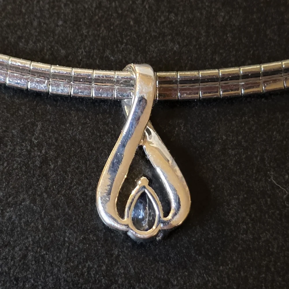 Tanzanite International Infinity Pendant Charm Sterling Silver Omega Necklace - Picture 4 of 7